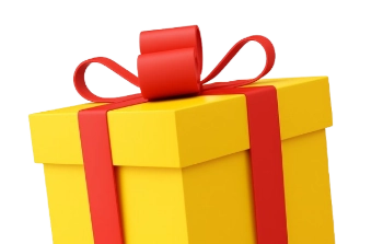 caja de regalo amarilla con cinta roja