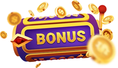 Inscripción de bonificación y muchas monedas alrededor.